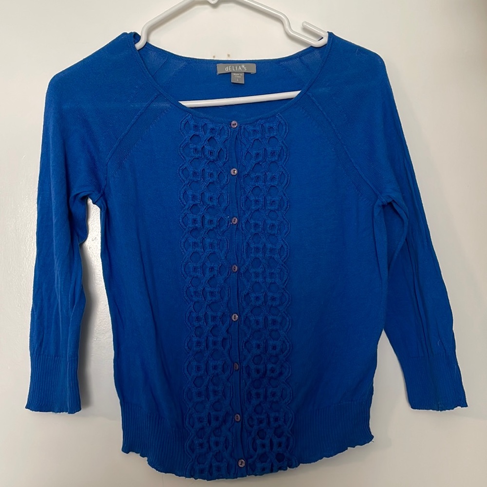Blue delia*s cardigan sweater L